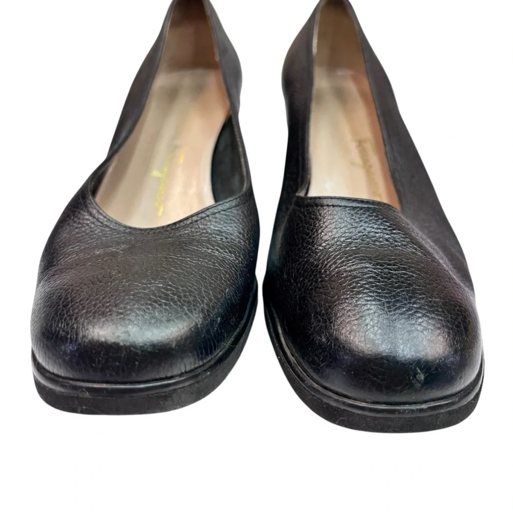 Salvatore Ferragamo Black Leather Wedge 8.5C